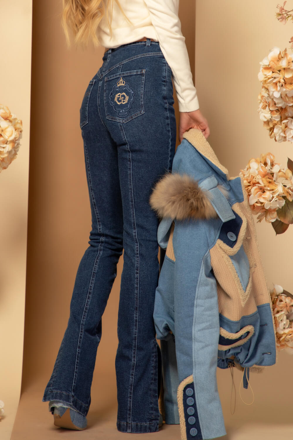 Luxury Classic Дънки С Шлиц - Dark Blue - Изображение 16