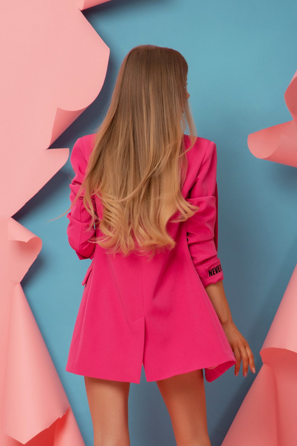 Charm You oversize Блейзър - Фуксия - Изображение 11