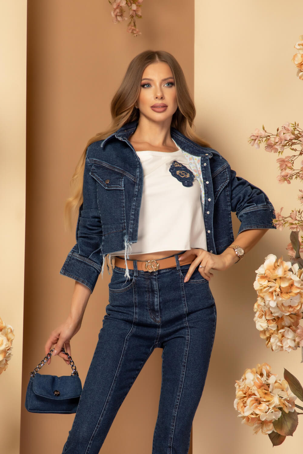 Luxury Classic Къс T-Shirt От Памук - Ecru - Изображение 15