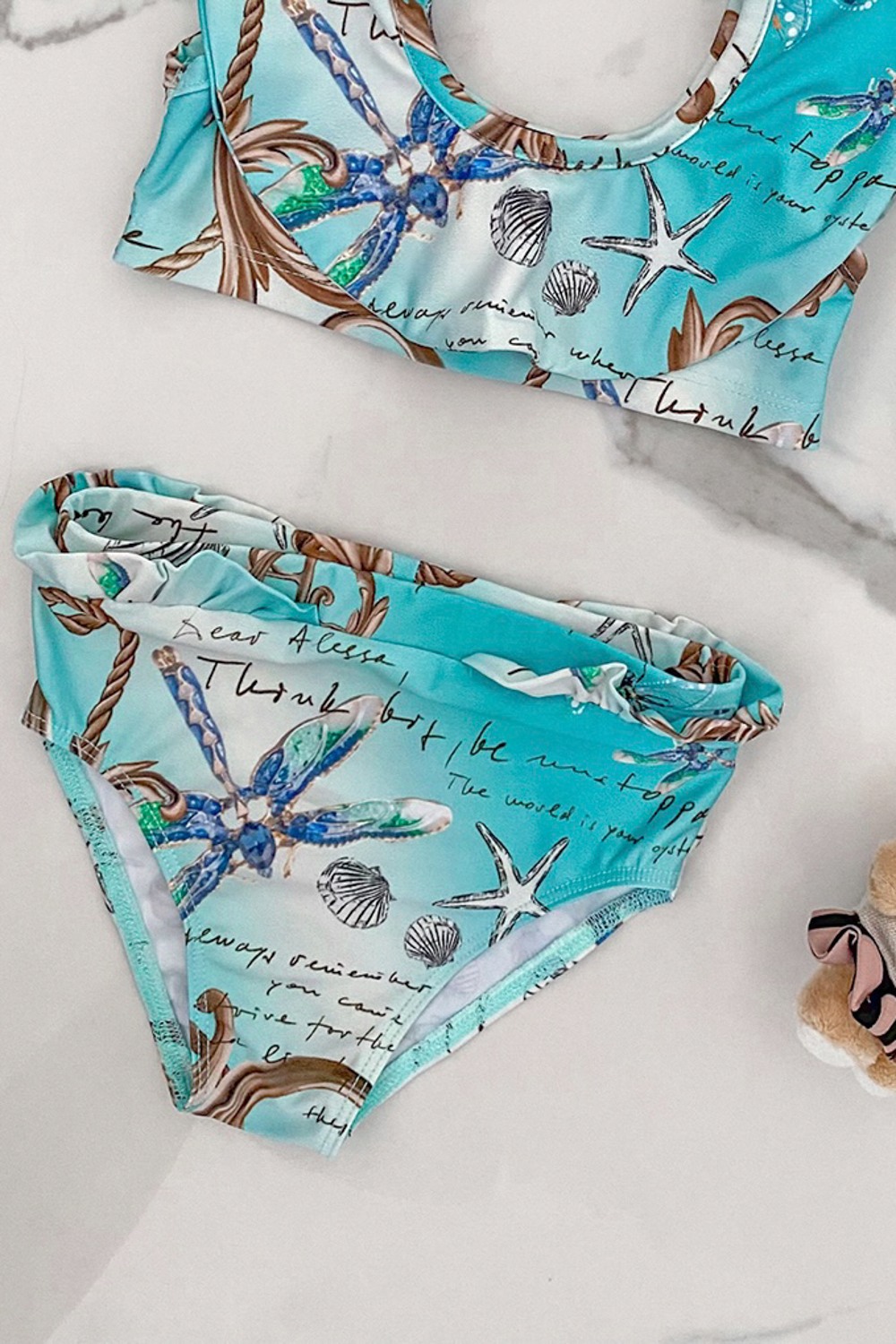 All I Want Is A Yacht mini Бански Бикини Ruffles - Aqua - Изображение 6