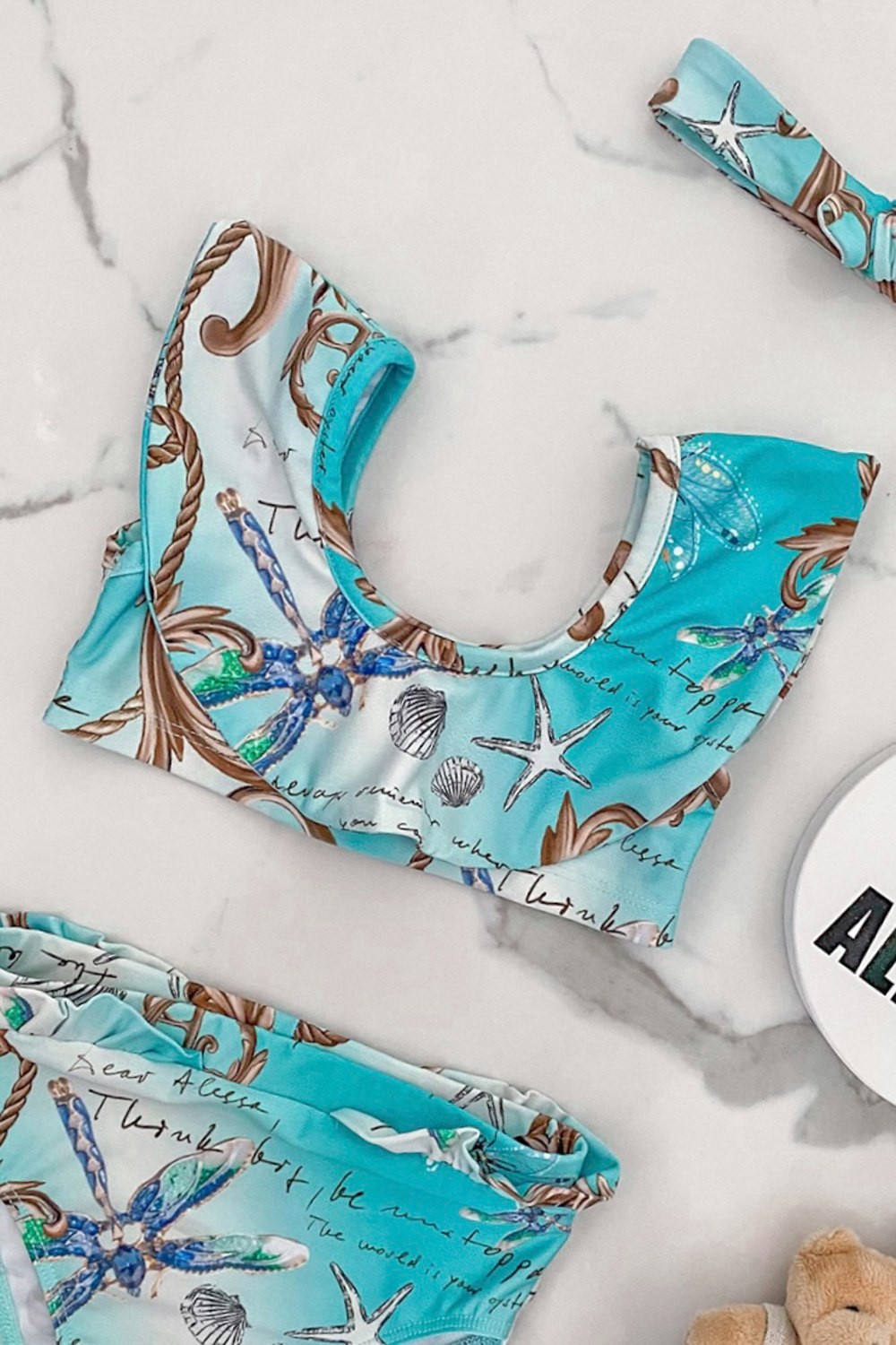 All I Want Is A Yacht mini Бански Кроп-Топ Ruffles - Aqua - Изображение 6