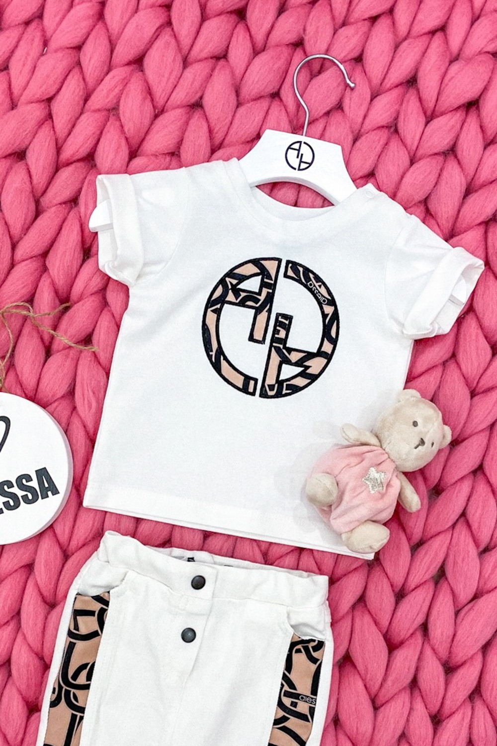 Alessa Luxury Logo mini T-Shirt - Екрю - Изображение 20