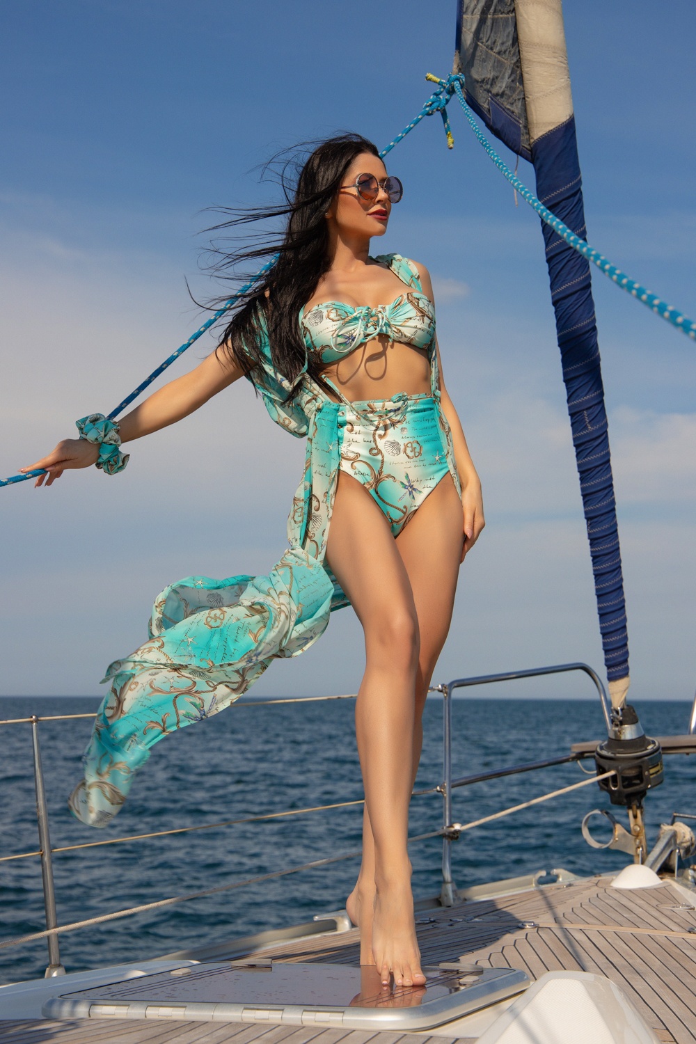 All I Want Is A Yacht Бански Бикини С Висока Талия - Aqua - Изображение 12
