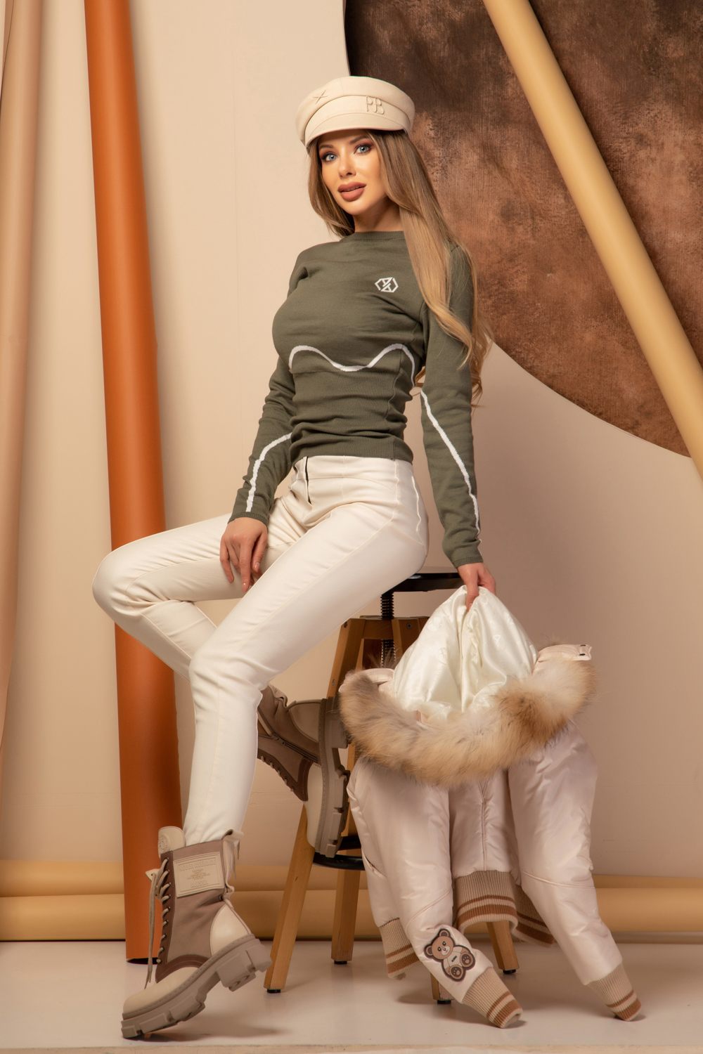 Sweater Weather Пуловер От Плетиво - Military - Изображение 9