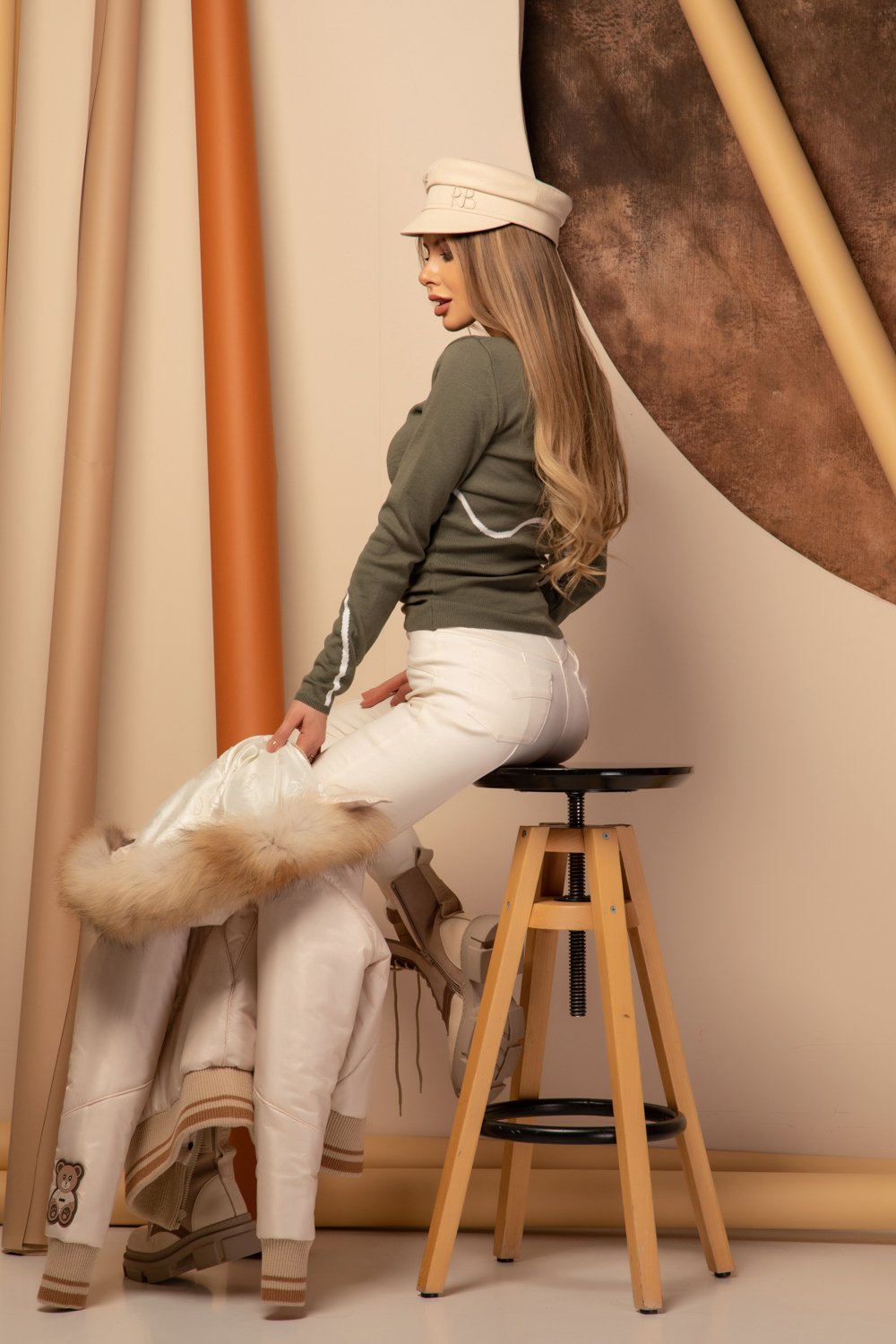 Sweater Weather Пуловер От Плетиво - Military - Изображение 11