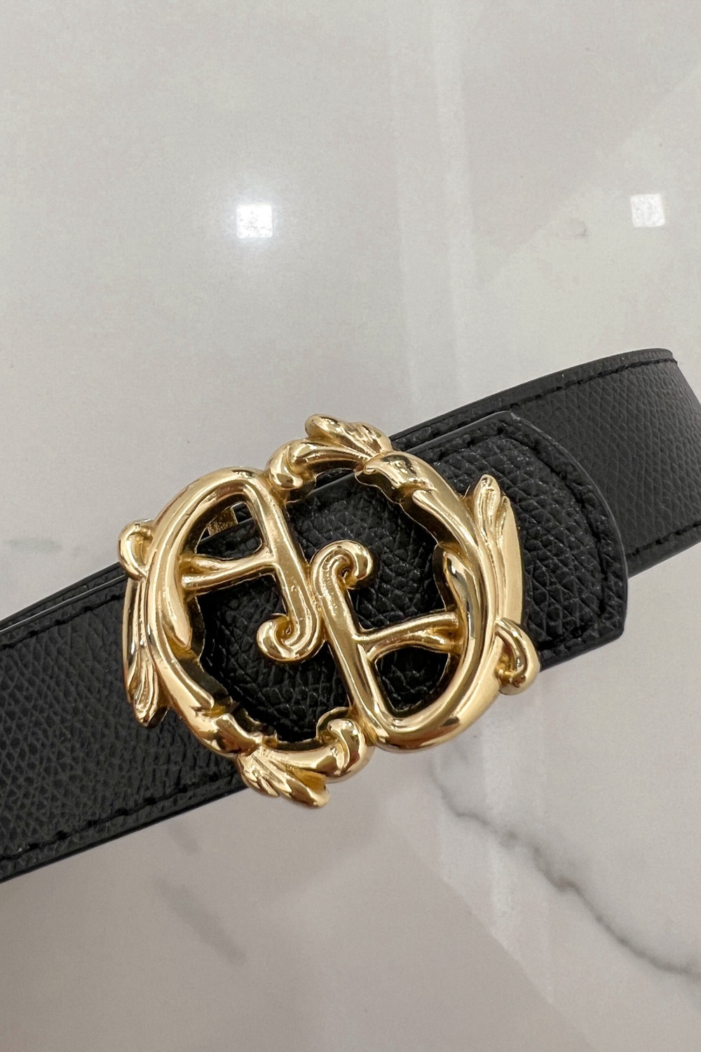 Rococo Logo Черен Колан - тесен със Златна Тока - Изображение 14