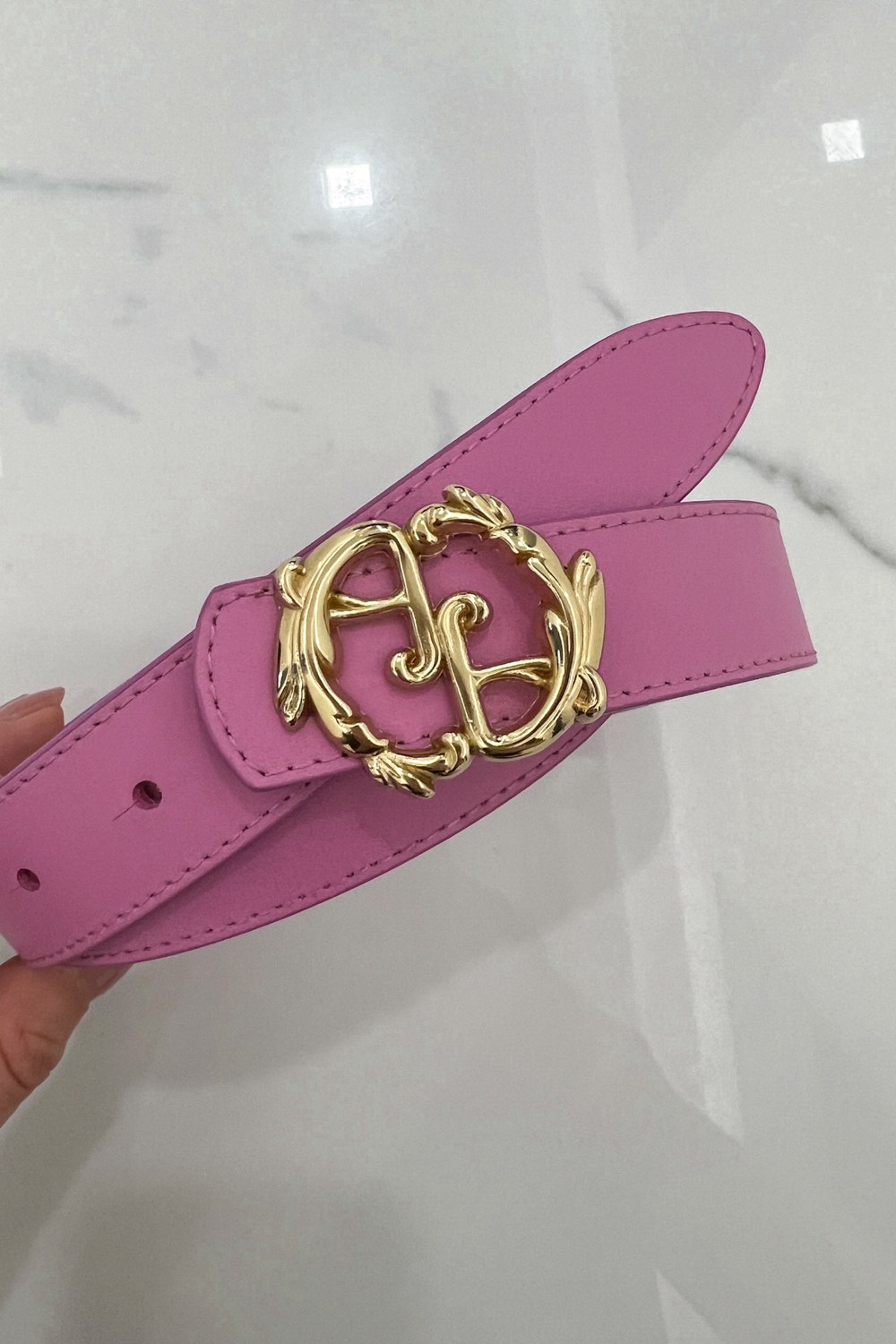 Rococo Logo Cold Pink Колан - тесен със златна тока - Изображение 7