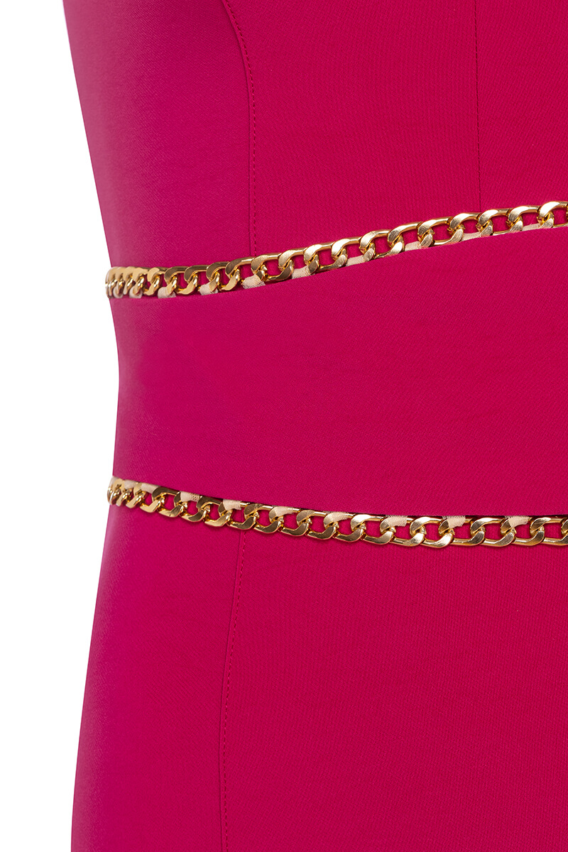 Red Rooms & Tie-Ups Bodycon Рокля С Подвижен Колан - Фуксия - Изображение 19