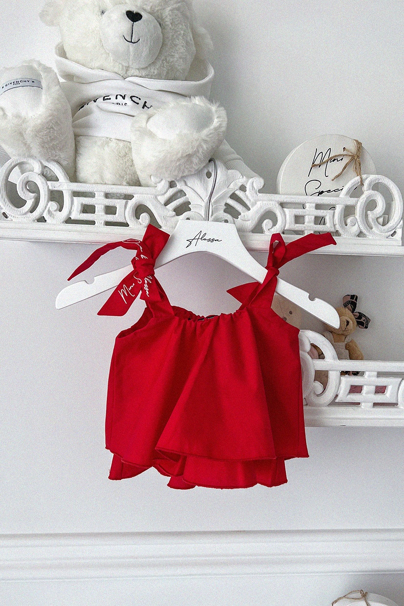 Piece Of Paradise Mini Ruffles Топ - Червен - Изображение 6