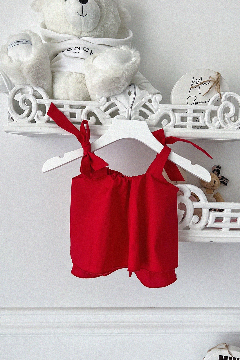 Piece Of Paradise Mini Ruffles Топ - Червен - Изображение 5