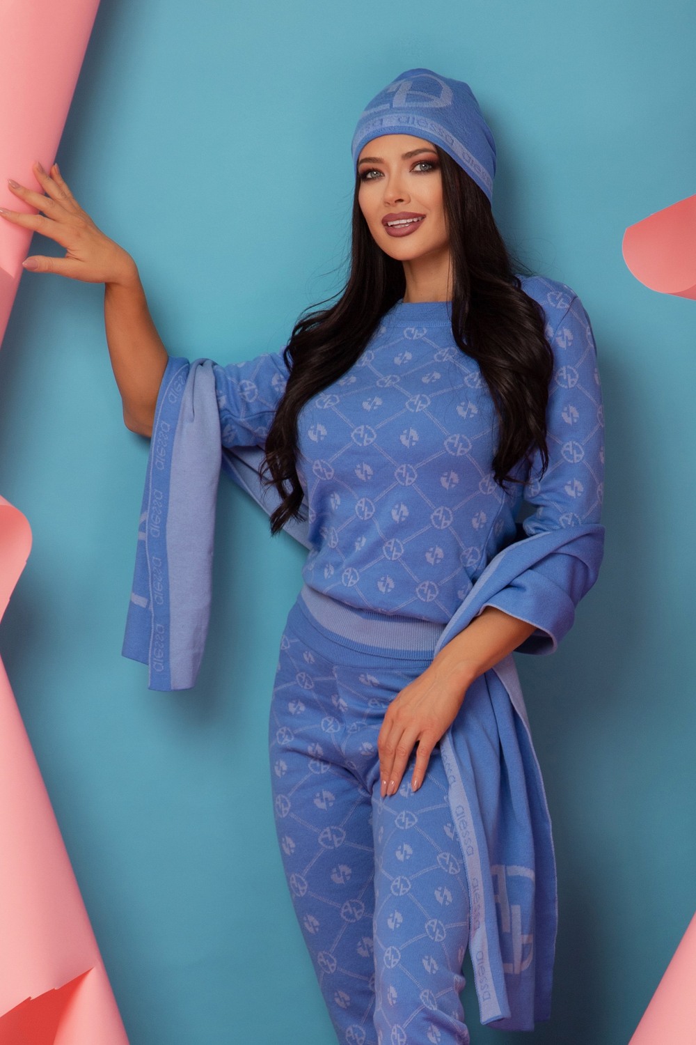 Alessa Religion Панталон От Плетиво - Sky Blue - Изображение 8