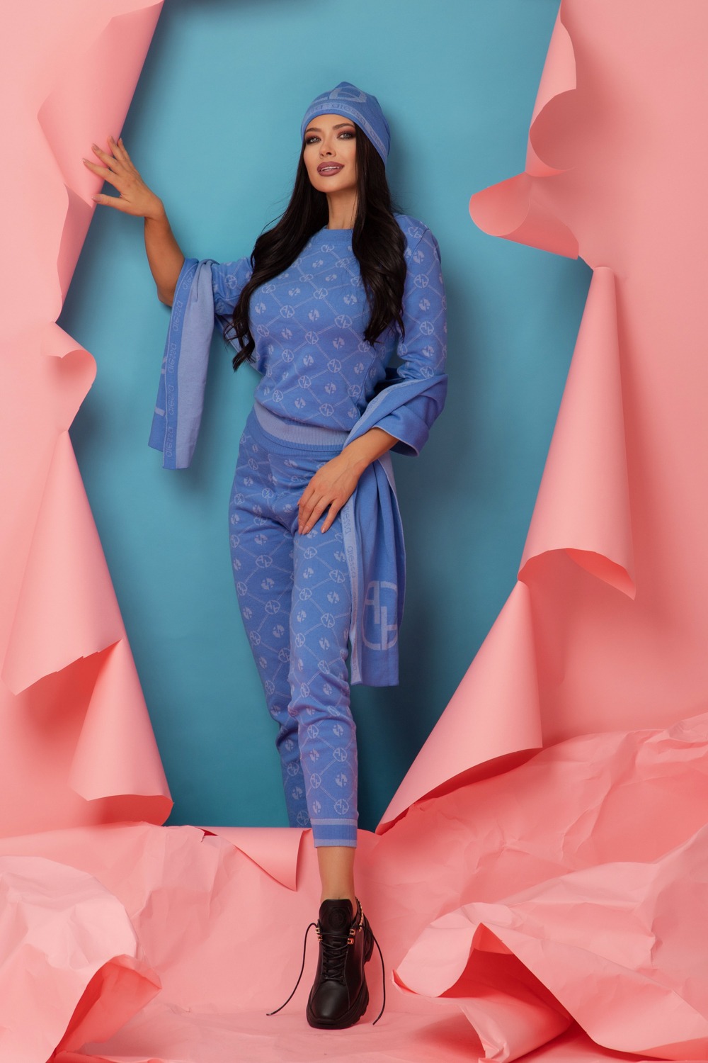 Alessa Religion Панталон От Плетиво - Sky Blue - Изображение 9