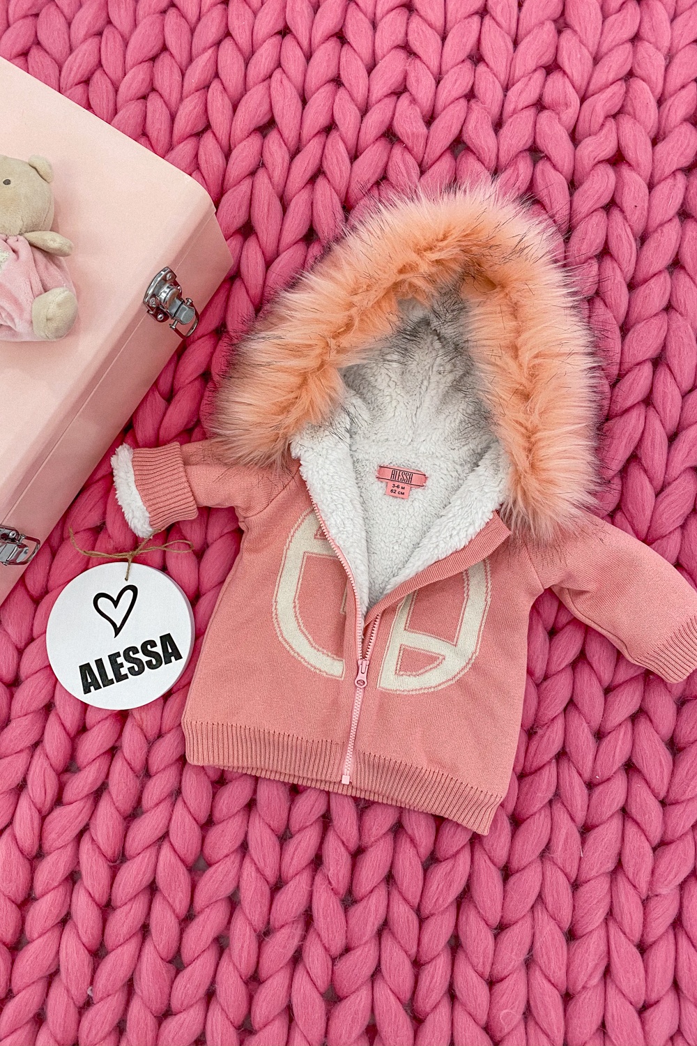 Alessa mini яке от плетиво - pink - Изображение 11