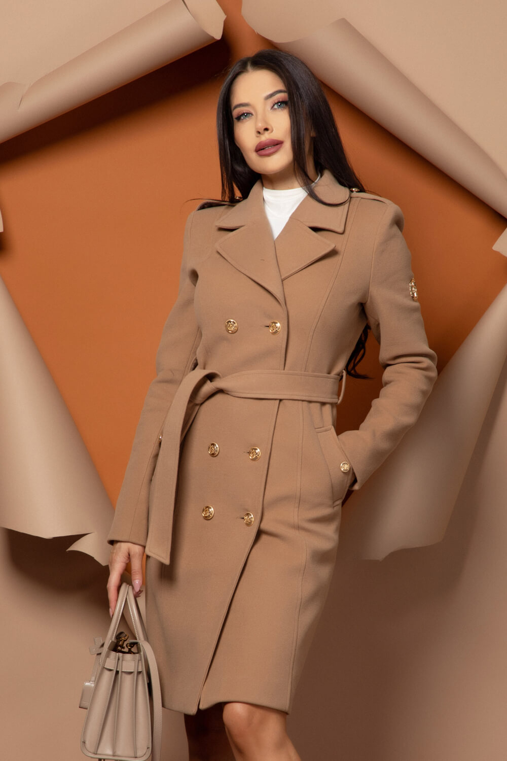 Chic Catch Палто С Вълна - Brown - Изображение 58