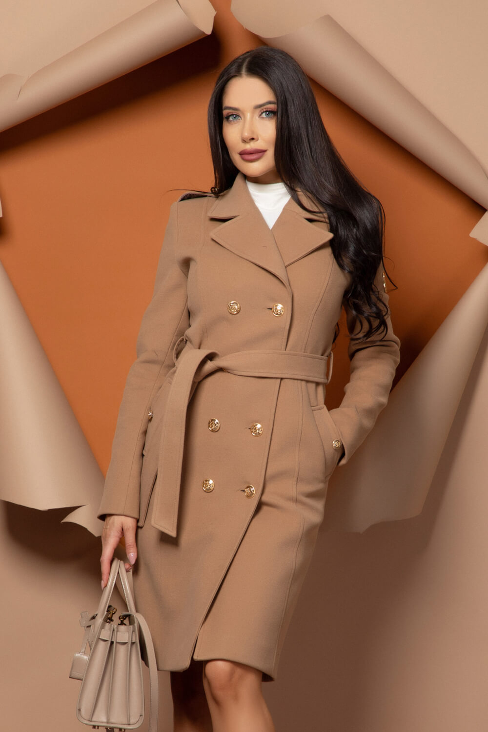 Chic Catch Палто С Вълна - Brown - Изображение 61