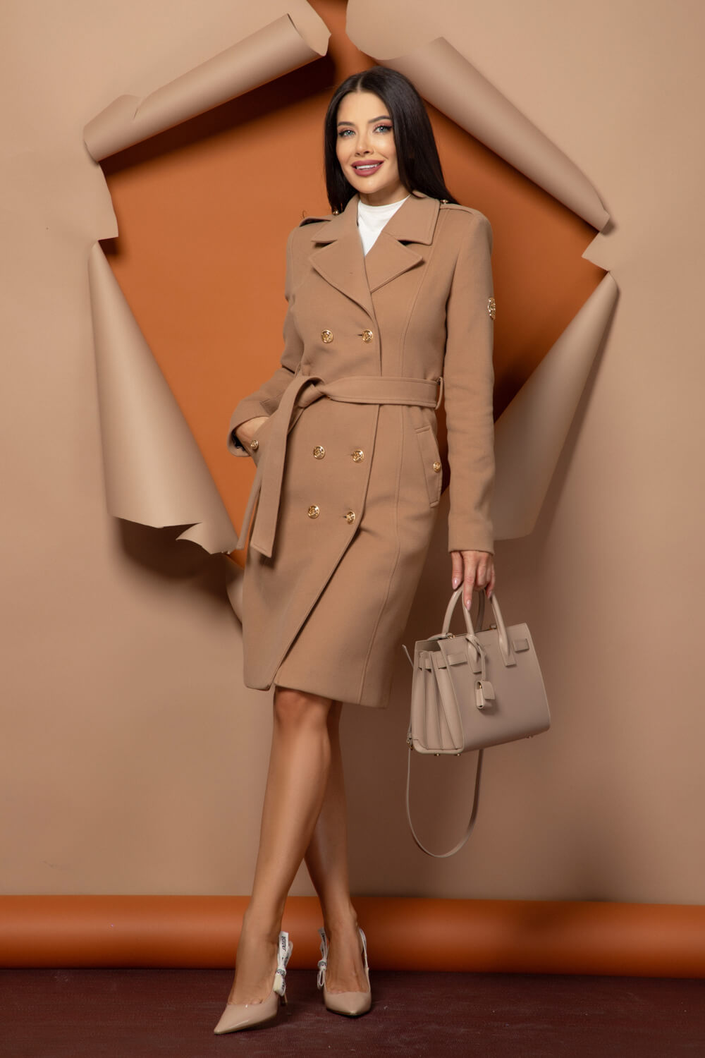 Chic Catch Палто С Вълна - Brown - Изображение 63