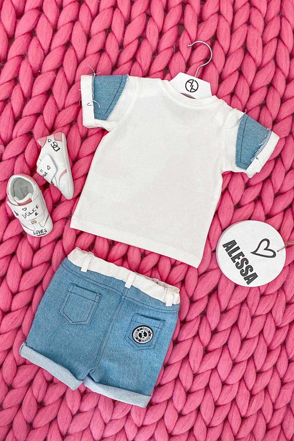 Alessa Mini Denim T-Shirt - Екрю - Изображение 7