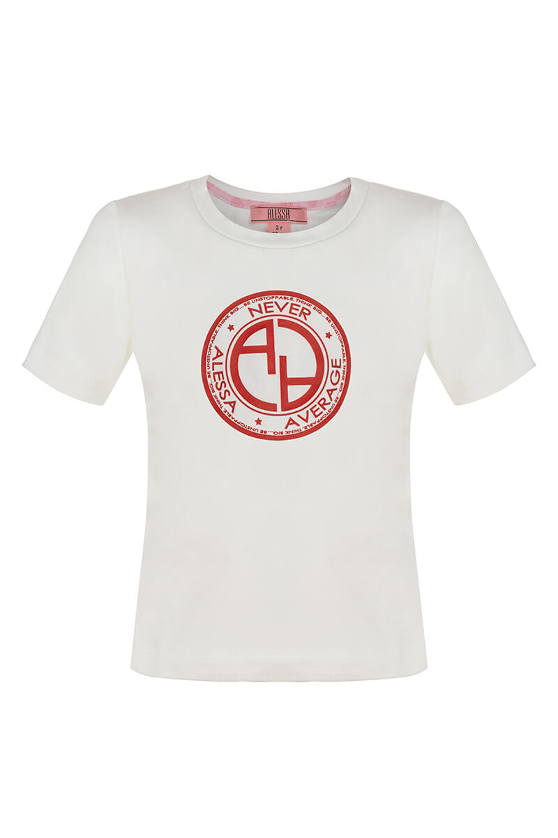 Alessa Red logo mini t-shirt - екрю - Изображение 16