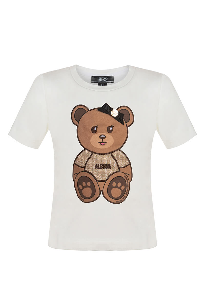 Alessa Bear Mini T-Shirt от Памук - Екрю - Изображение 12