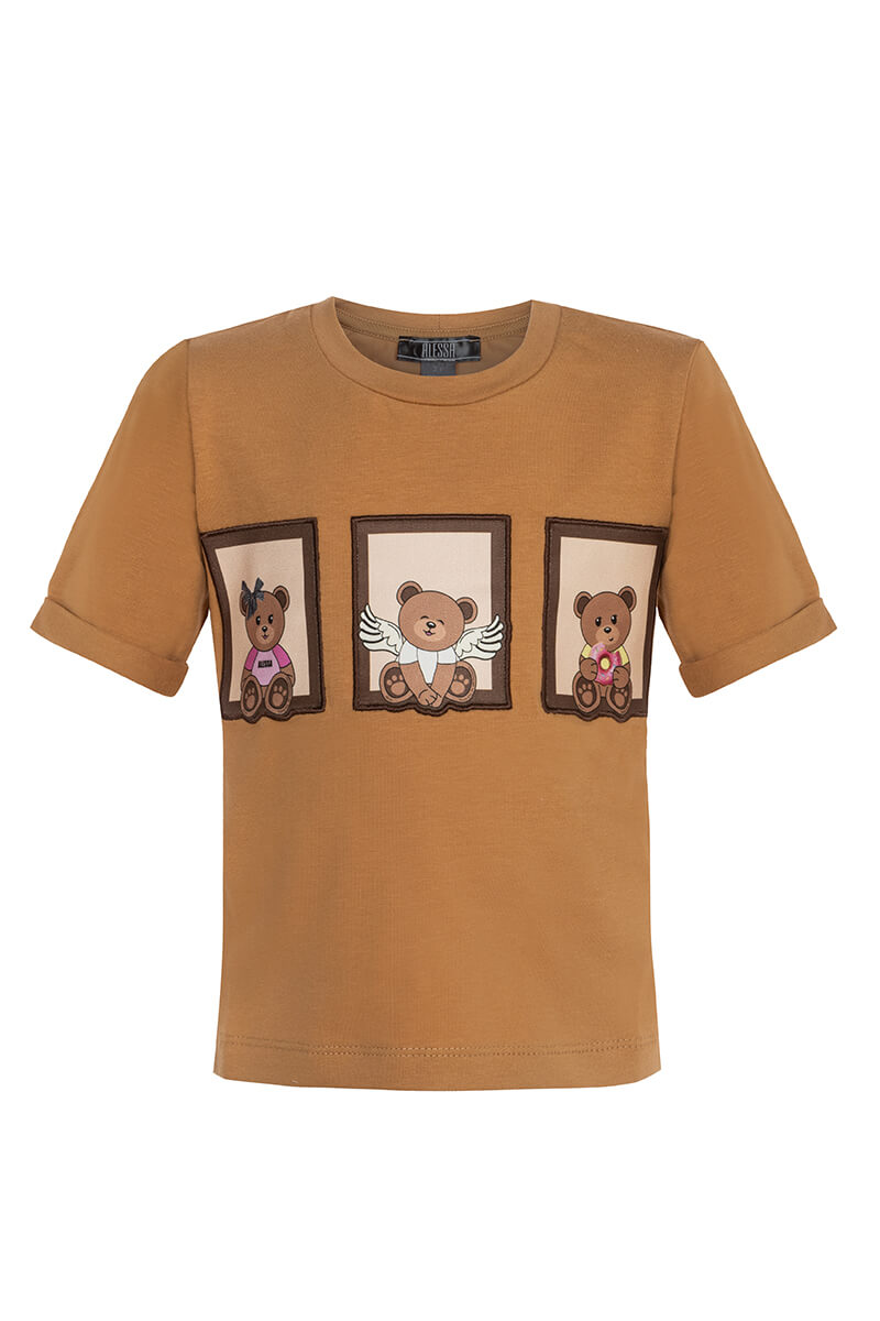 Bear Hug Mini T-Shirt От Памук - Mocha - Изображение 12