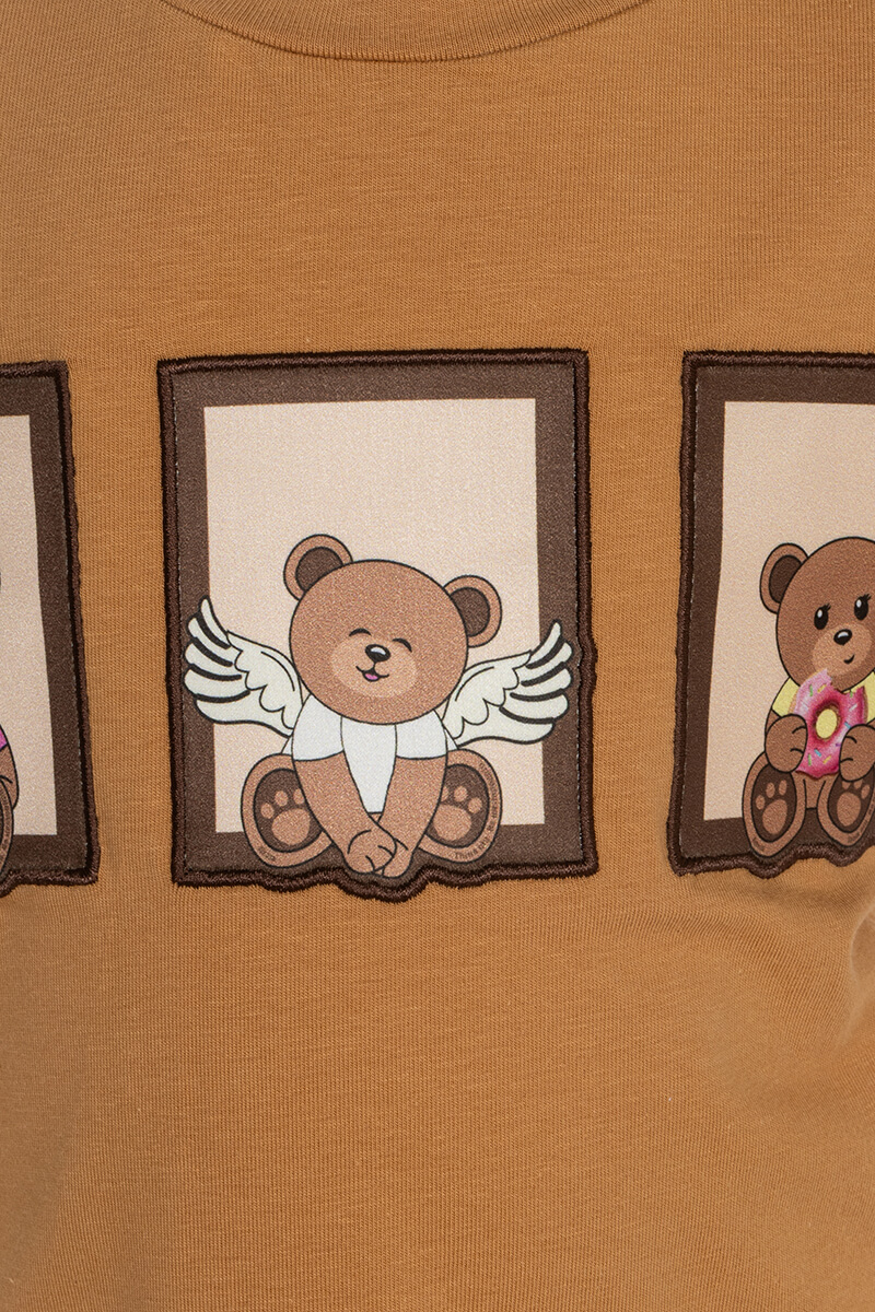 Bear Hug Mini T-Shirt От Памук - Mocha - Изображение 14