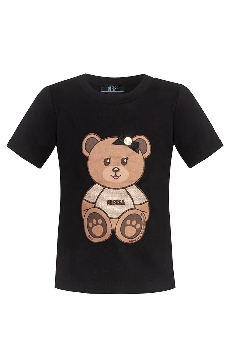 Alessa Bear Mini T-Shirt от Памук - Черна - Изображение 10