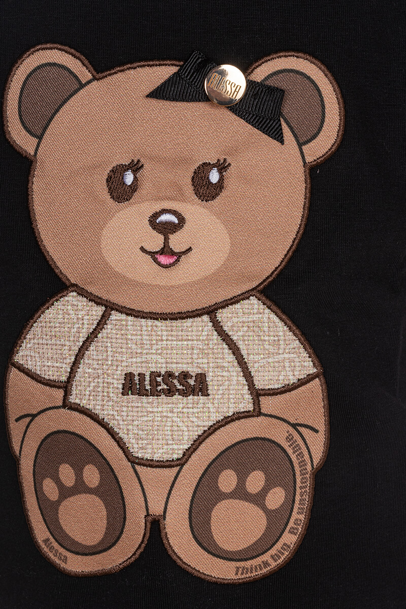 Alessa Bear Mini T-Shirt от Памук - Черна - Изображение 11