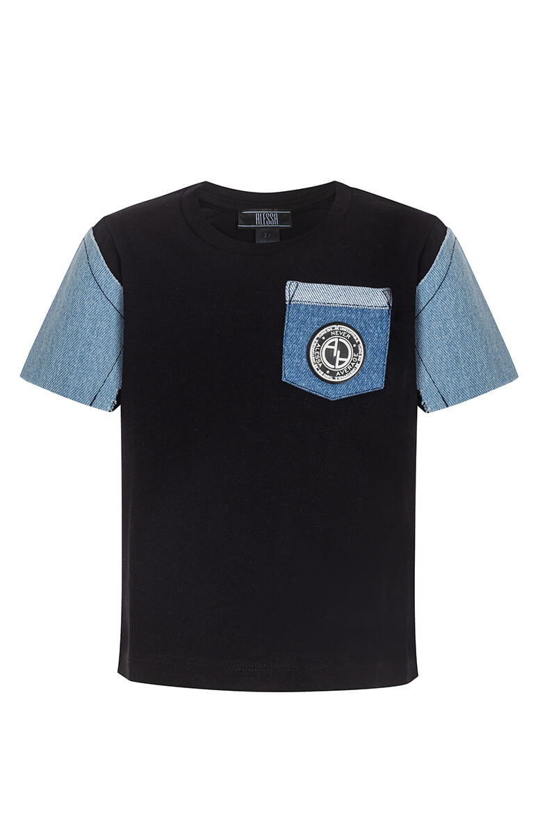 Alessa Mini Denim T-Shirt - Черна - Изображение 12
