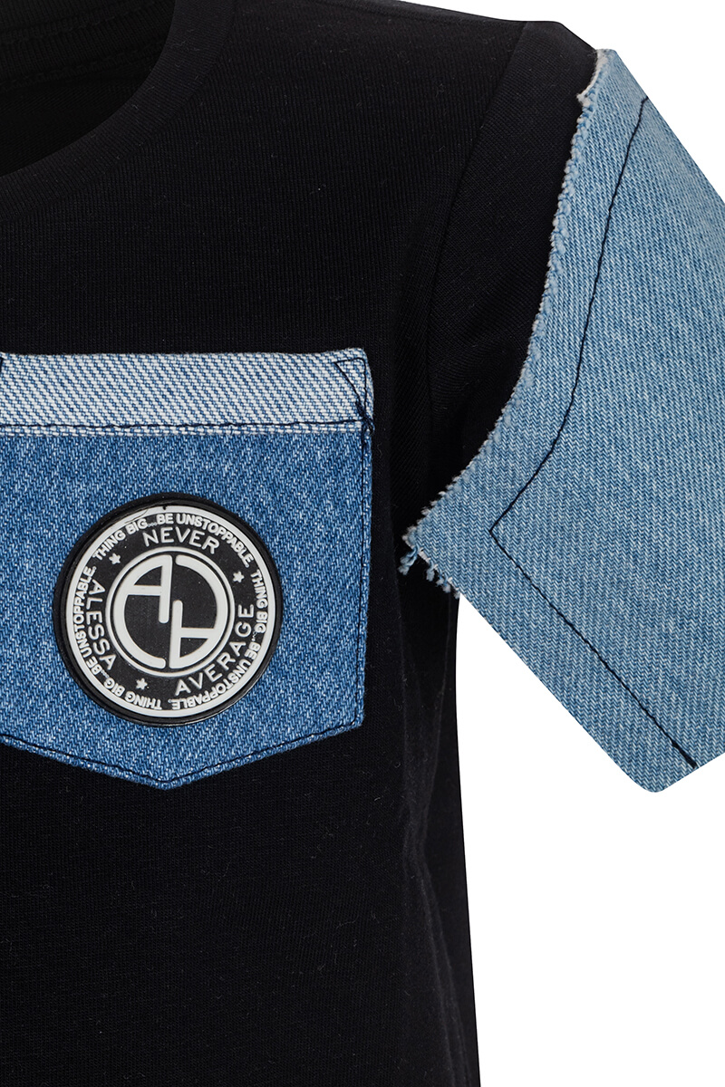 Alessa Mini Denim T-Shirt - Черна - Изображение 8
