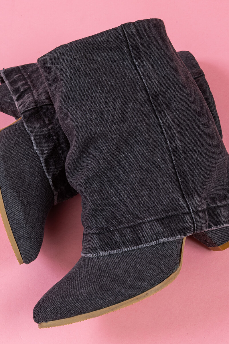 Strut Perfection Боти - Black Denim - Изображение 7