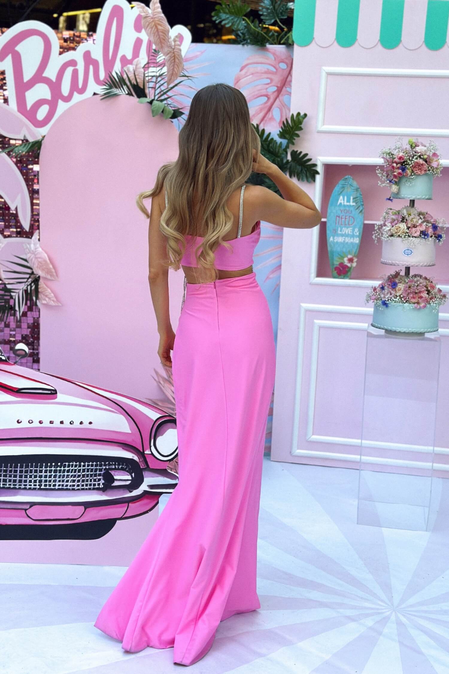 Sizzle Chic Дълга Рокля От Две Части - Pink - Изображение 6