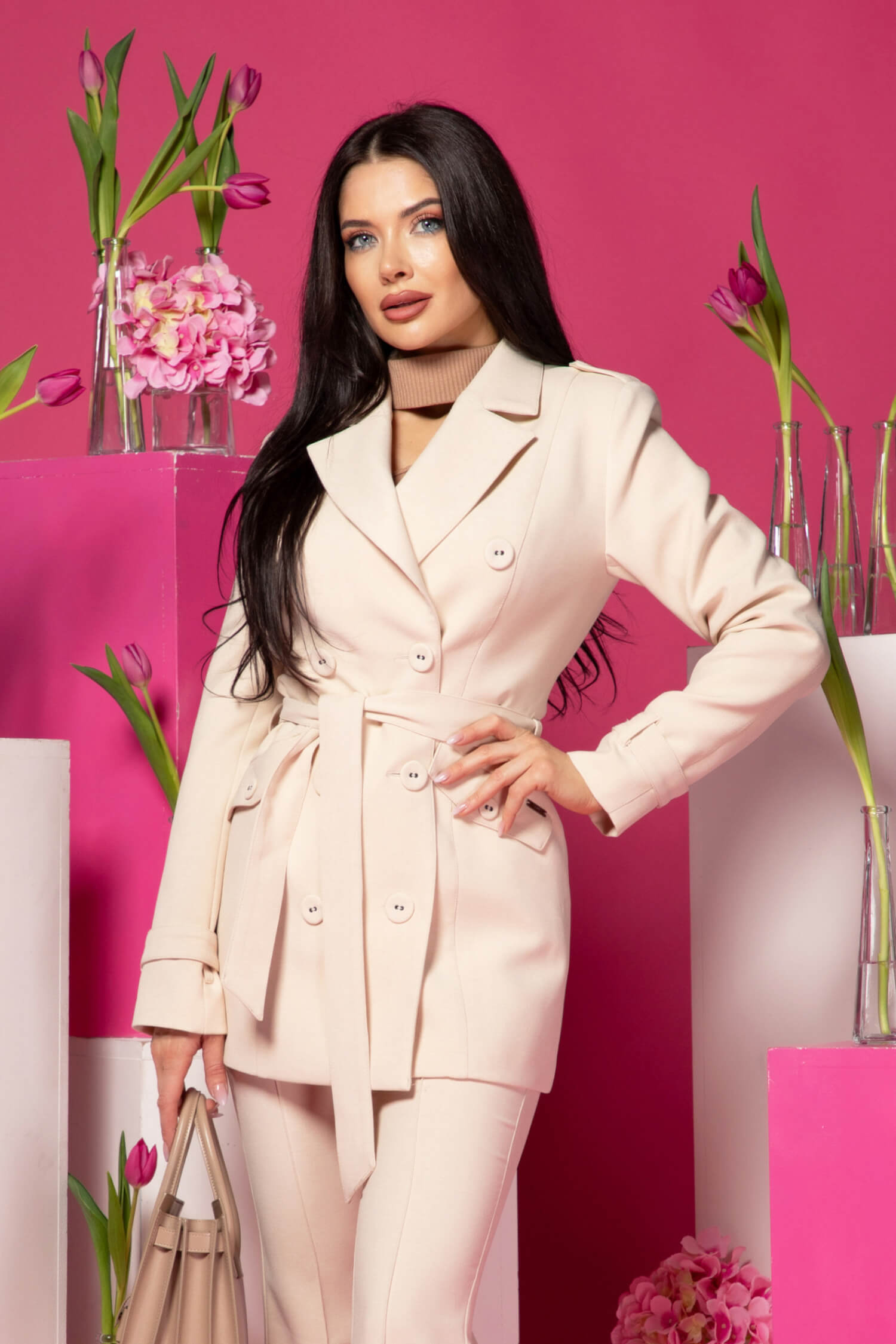 Whispered Elegance Тренч - Soft Beige - Изображение 20