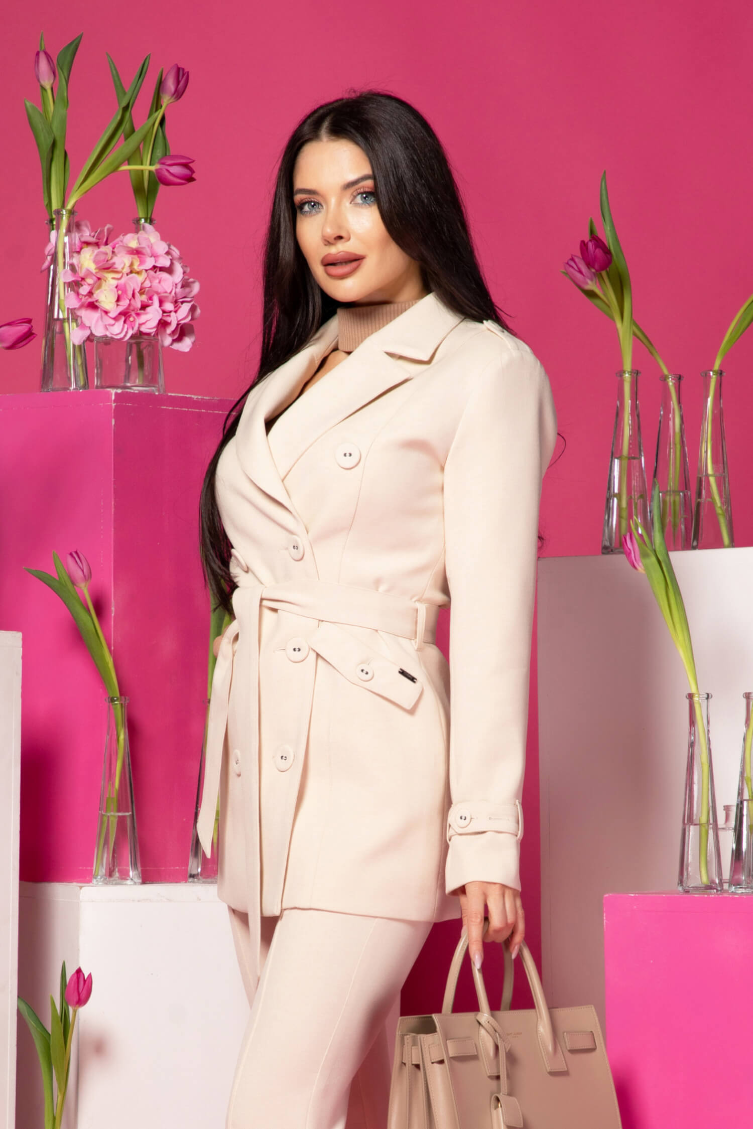 Whispered Elegance Тренч - Soft Beige - Изображение 18