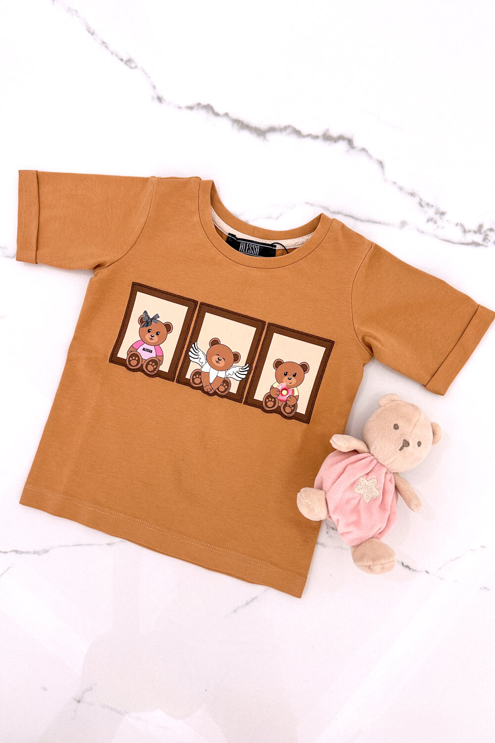 Bear Hug Mini T-Shirt От Памук - Mocha - Изображение 11