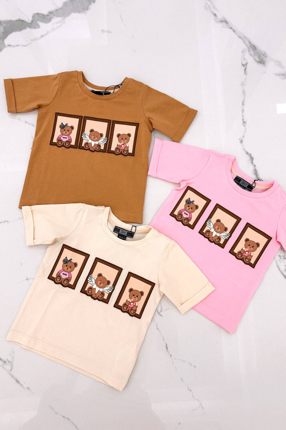Bear Hug Mini T-Shirt От Памук - Soft Beige - Изображение 8