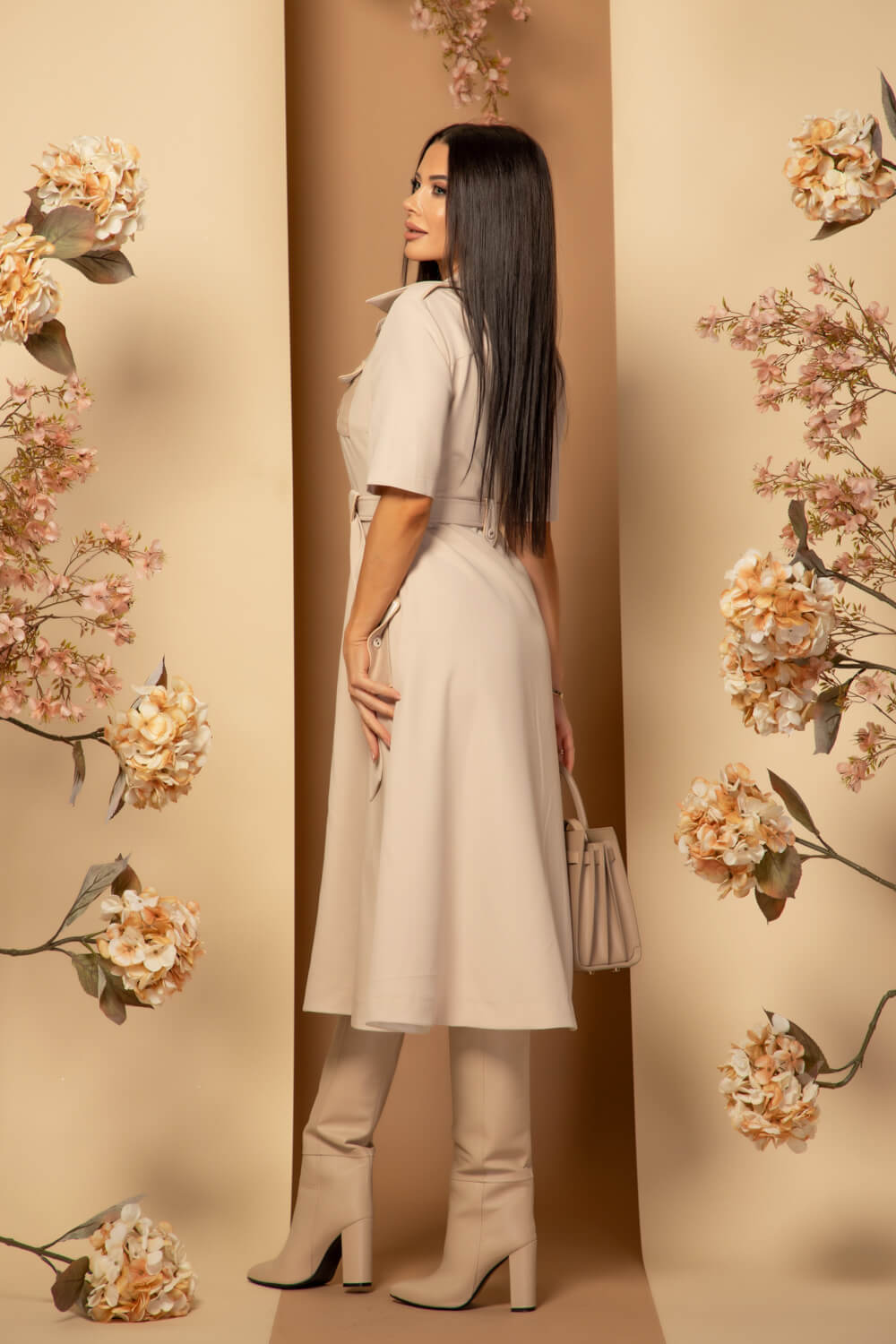 Elevated Essentials Рокля-тренч - Soft Beige - Изображение 16