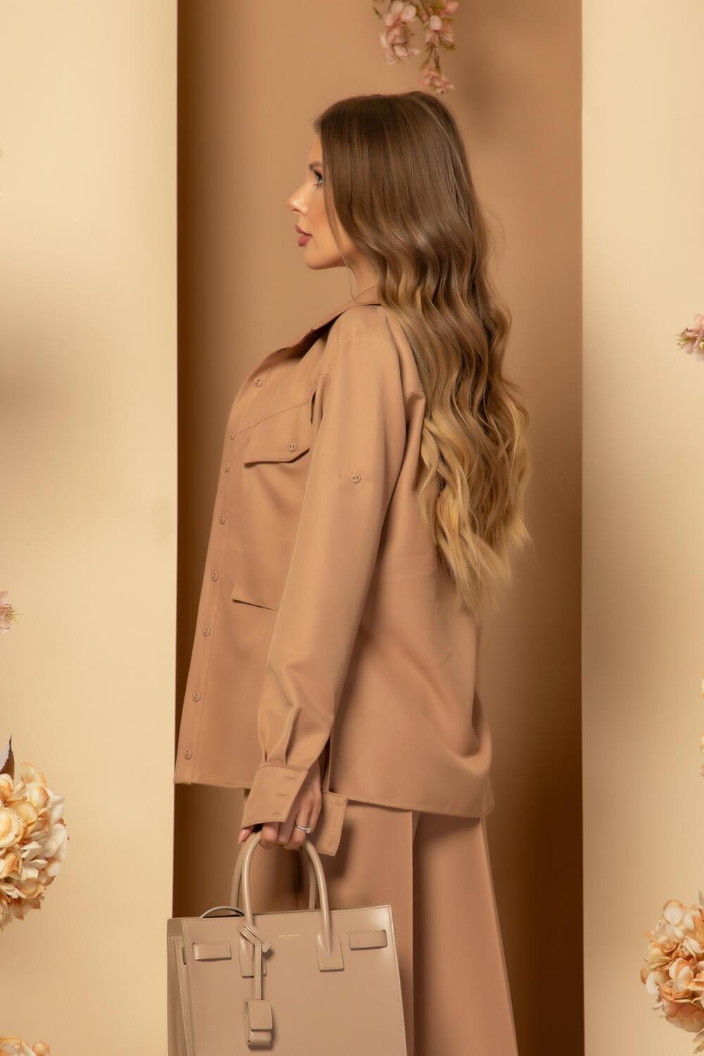 Oversized Nonchalance Риза - Nude Brown - Изображение 12