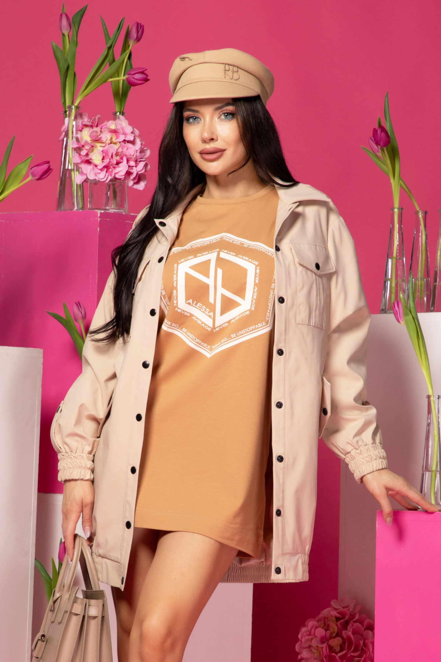 Serene Drift Яке Бомбър - Soft Beige - Изображение 14