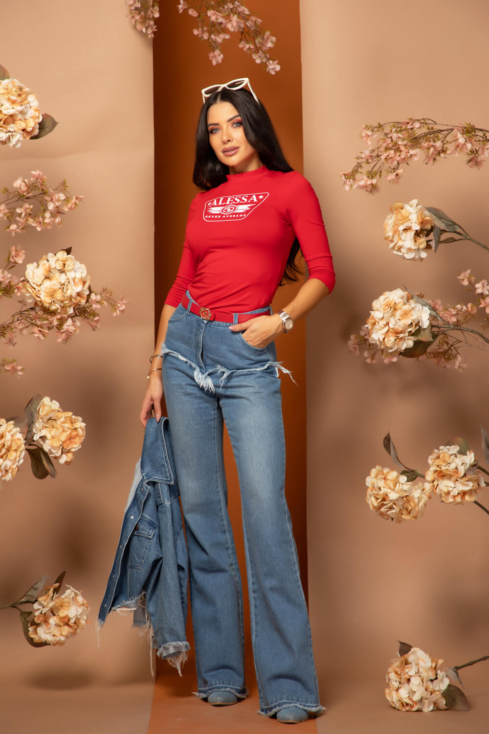 Stylish Everyday Блуза С 3/4 Ръкав - Red - Изображение 9