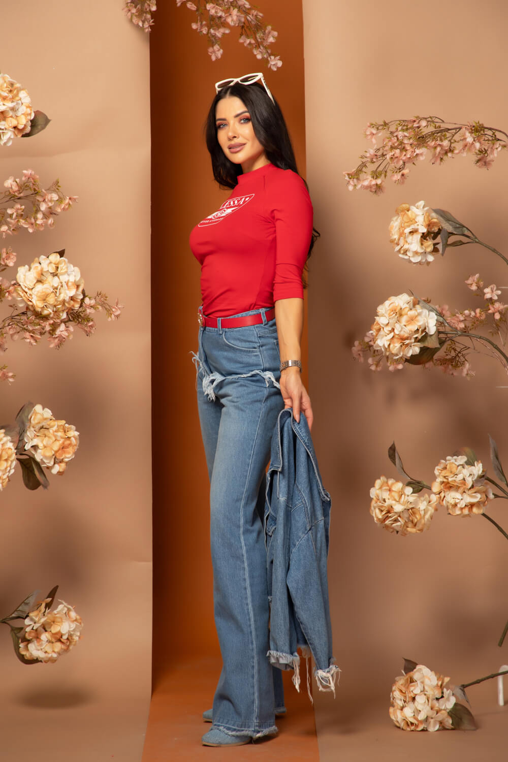 Stylish Everyday Блуза С 3/4 Ръкав - Red - Изображение 11
