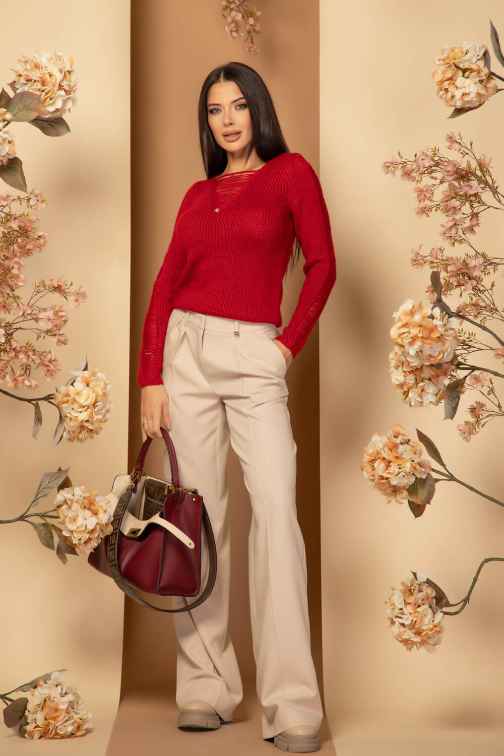 Urban Threads Пуловер От вълна - Red - Изображение 13