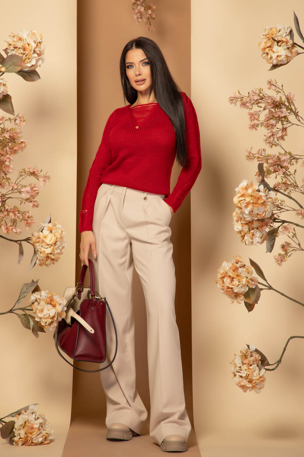 Urban Threads Пуловер От вълна - Red - Изображение 14