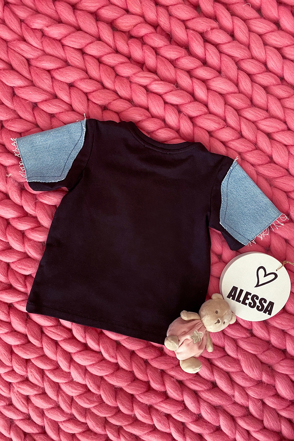 Alessa Mini Denim T-Shirt - Черна - Изображение 10