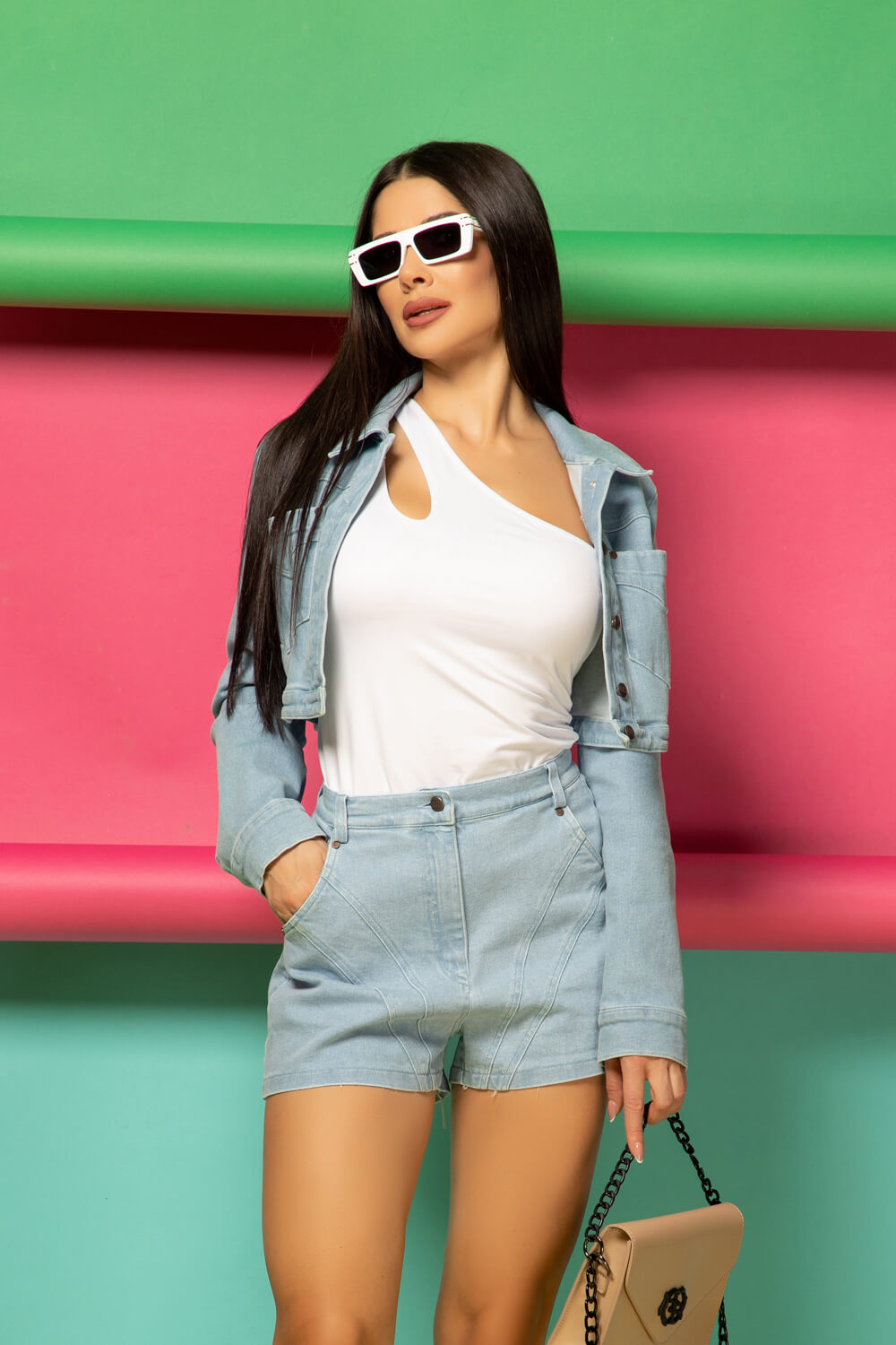Sexy Choice Топ с едно рамо - екрю - Изображение 16