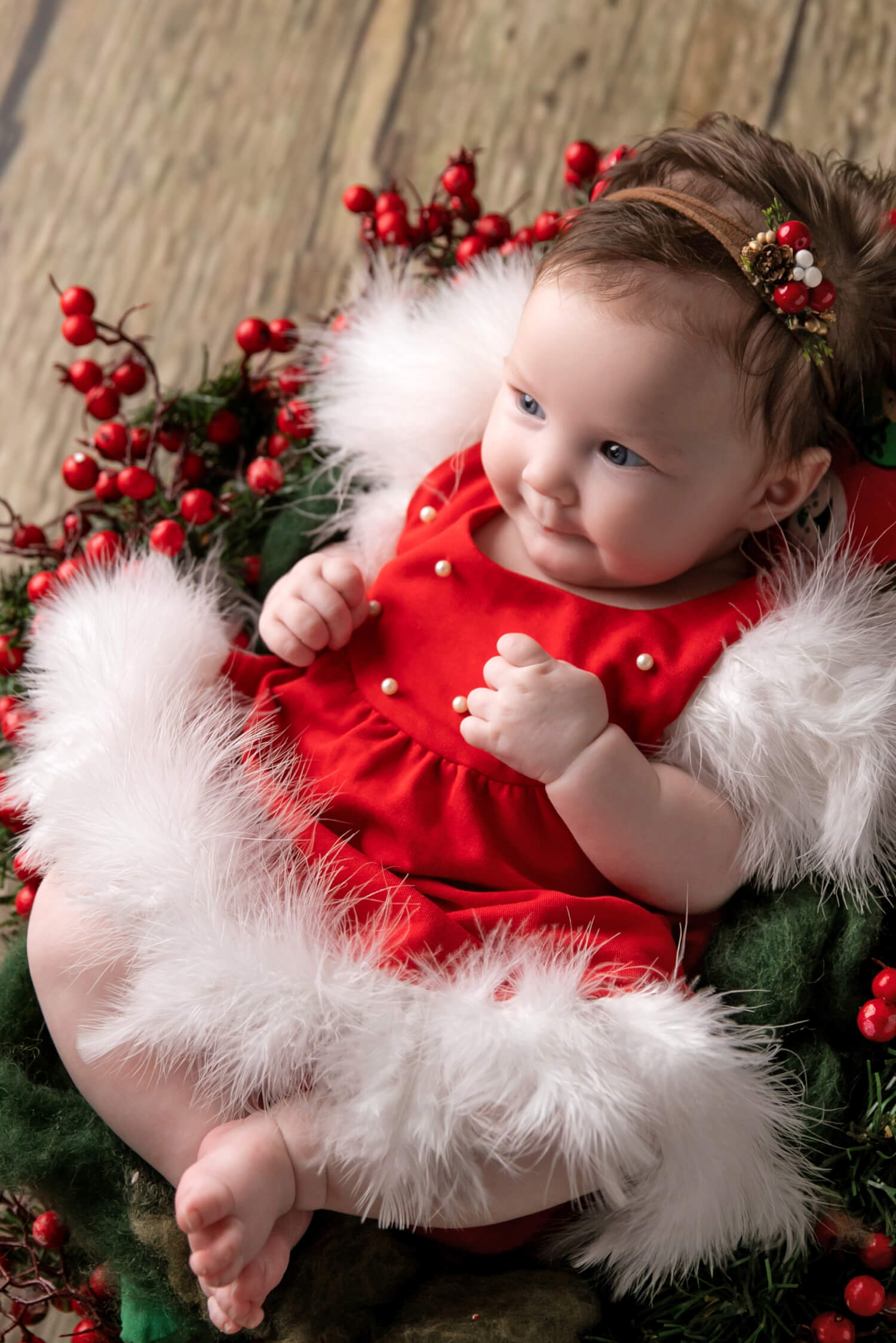 Alessa mini Red рокля с бели пера - Изображение 6