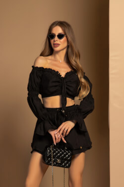 Urban Oasis Ruffles Къс Панталон - Black