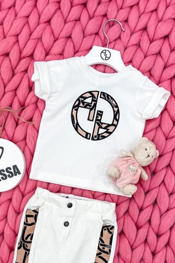 Alessa Luxury Logo mini T-Shirt - Екрю