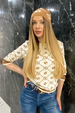 Alessa religion пуловер от плетиво 3/4 ръкав - крем