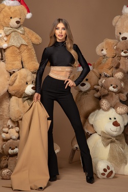 Adore you Дълъг Панталон с Шлиц - Black