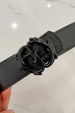 Rococo Logo Черен Колан - тесен с Черна Тока